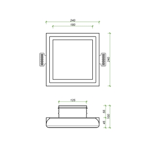 Диффузор под покраску скрытого монтажа SECRET FRAME 125/150 с приточно-вытяжным вентилятором